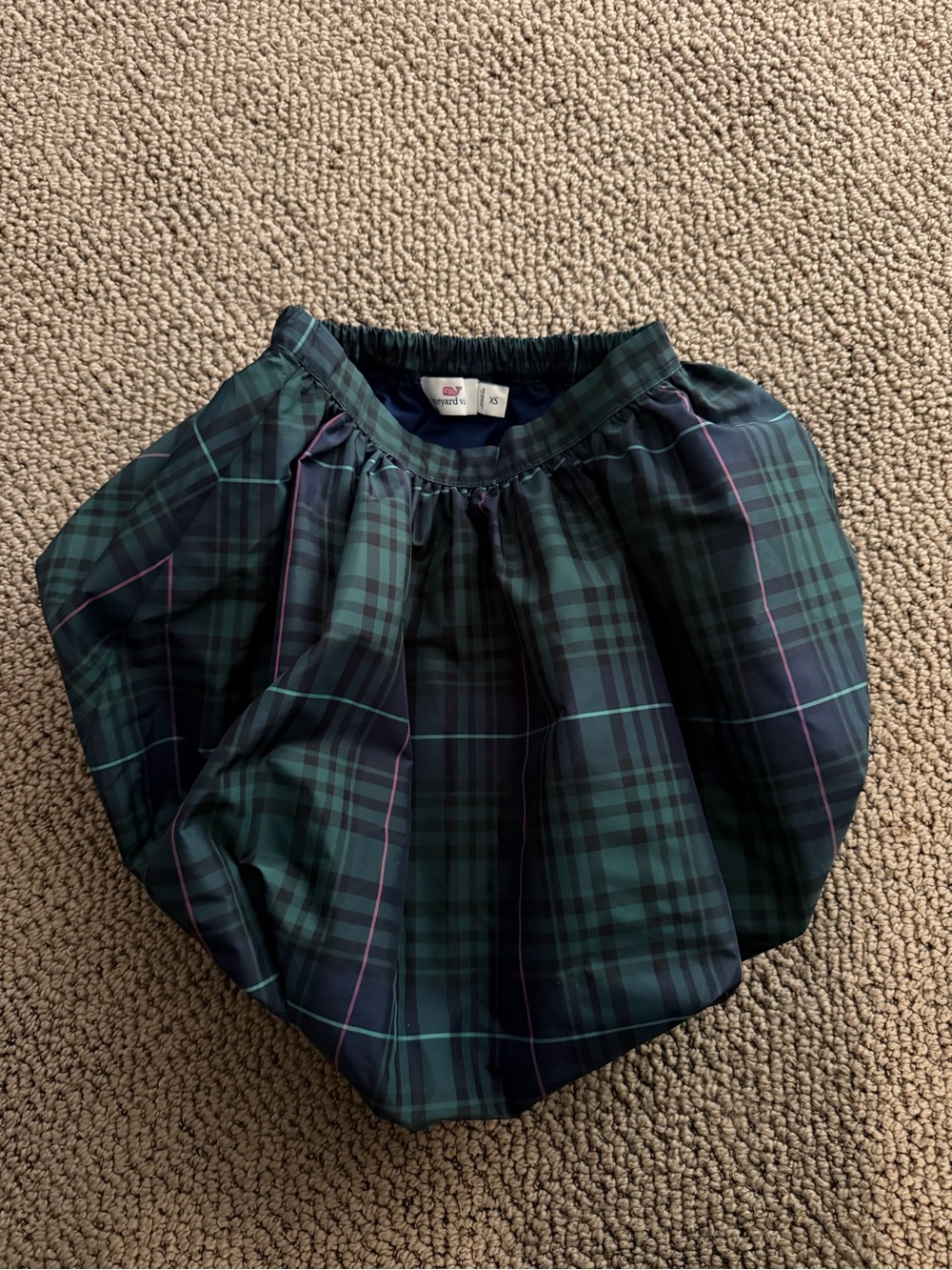 Vineyard Vines Plaid Bubble Skirt in Dark Green and Navy - Kids Bottoms.